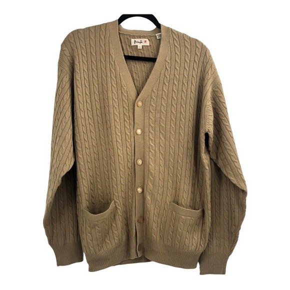 Vintage Pringle Cable Wool Grandpa Button Cardigan Sweater Mens Unisex Small - Picture 1 of 12